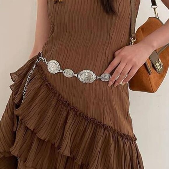 2 Pc Western Concho Belt for Woman Vintage Style Plus Cowgirl Earrings - Picture 8 of 12